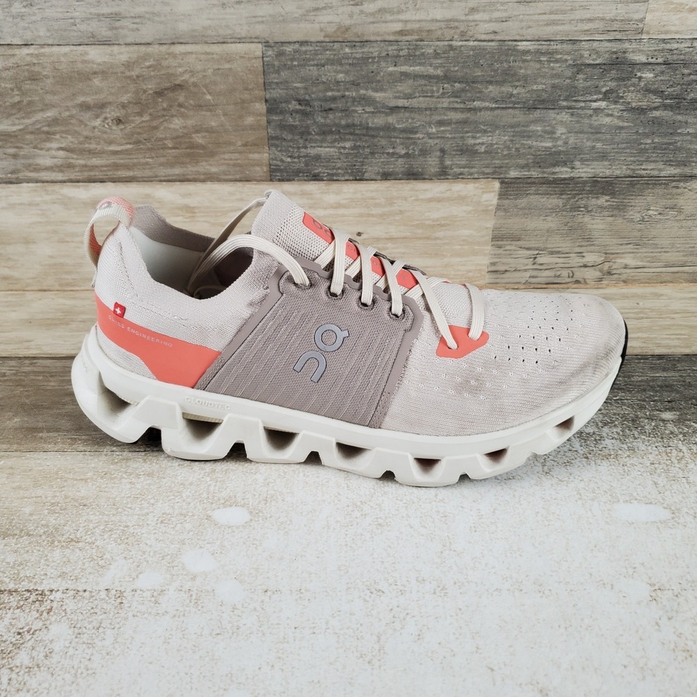 On Running Cloudswift 4 Womens Shoes Sz 10 Cream Salmon Mesh Lace Up Sneakers